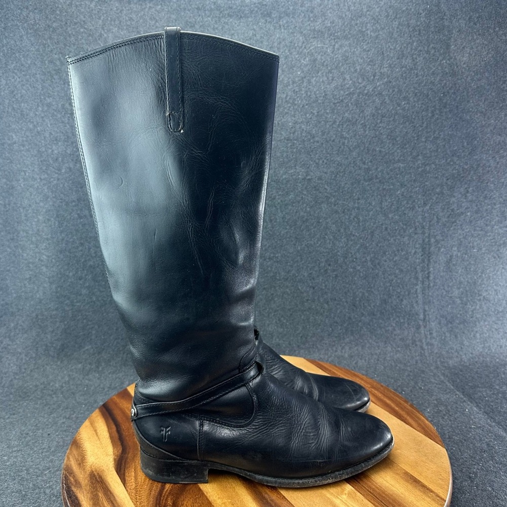 Frye Lindsey Plate Women's Size 10B Shoes Black Leather Tall Riding Boots 76976